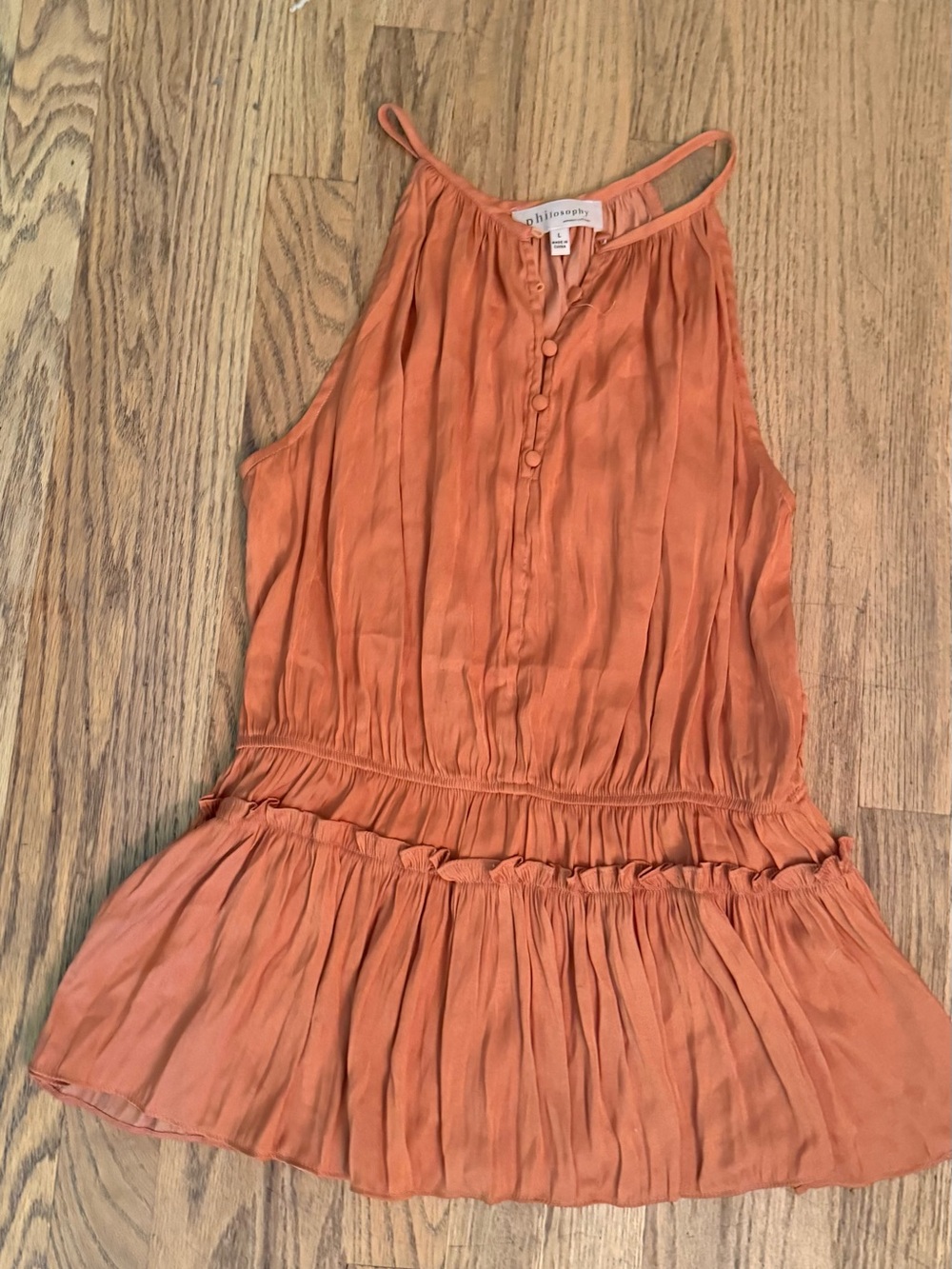 Philosophy Burnt Orange Pleated Sleeveless Camisole